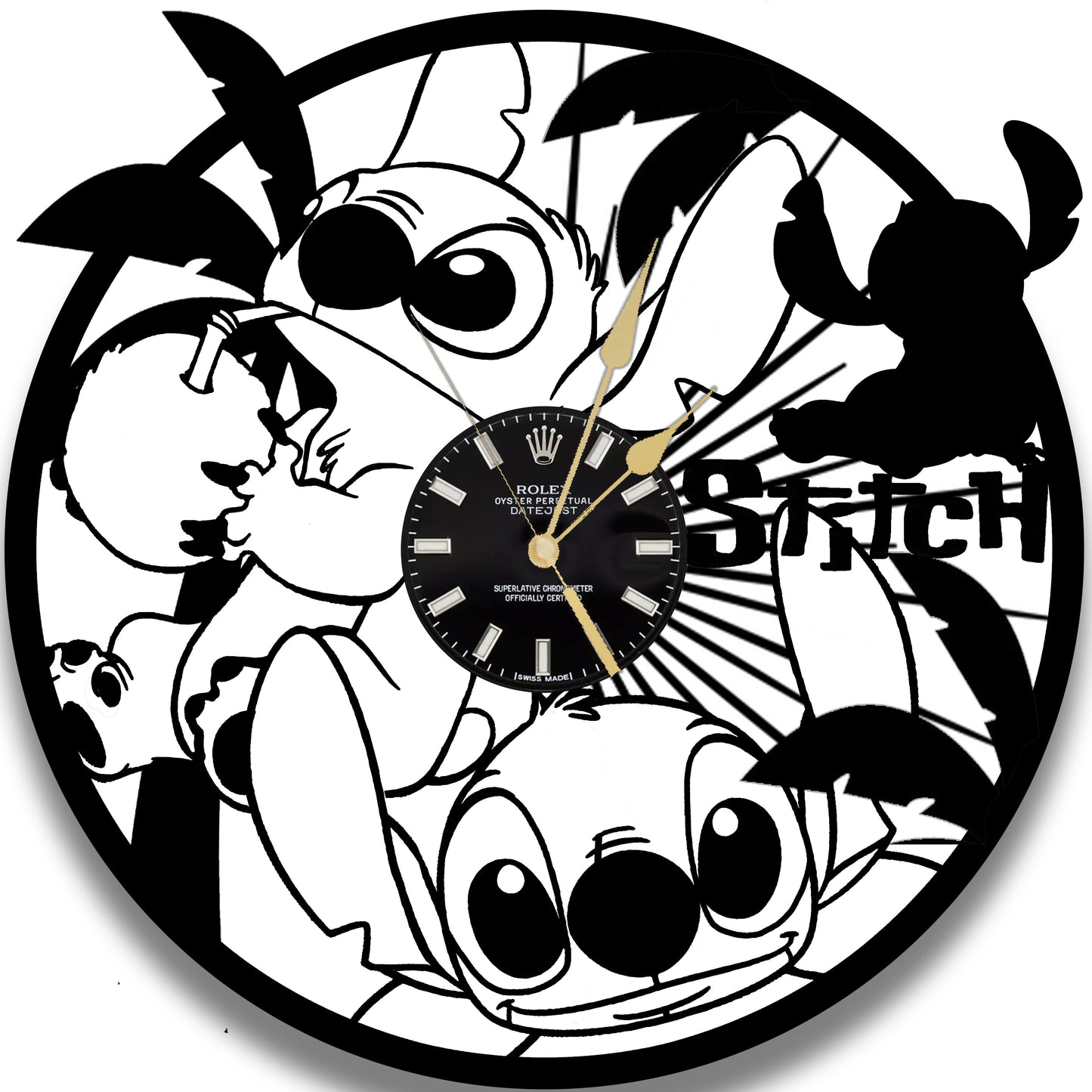 Stitch Clock - Vinyl Record Effect.