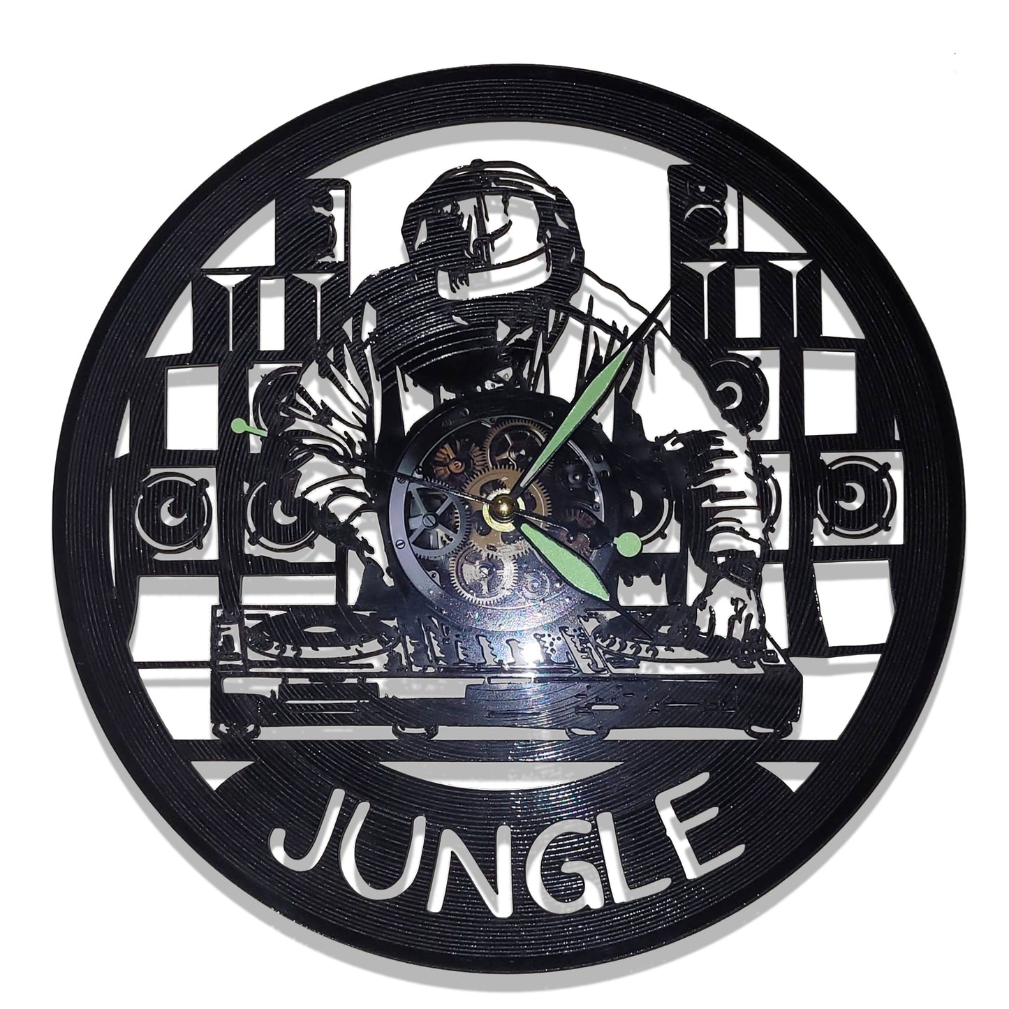 Jungle Dj Sound System Clock - Vinyl Record Effect.