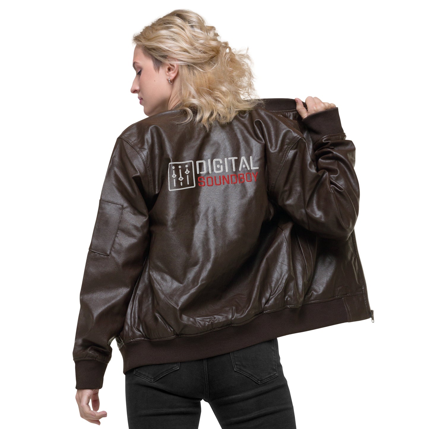 Digital Soundboy Faux Leather Bomber Jacket