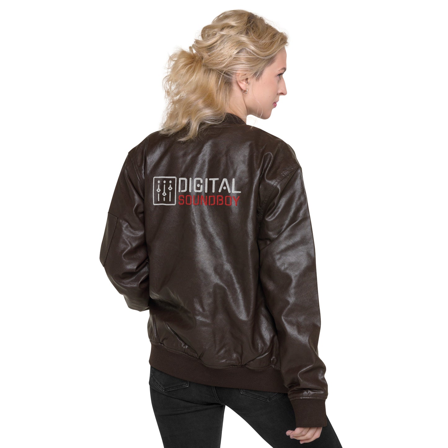 Digital Soundboy Faux Leather Bomber Jacket