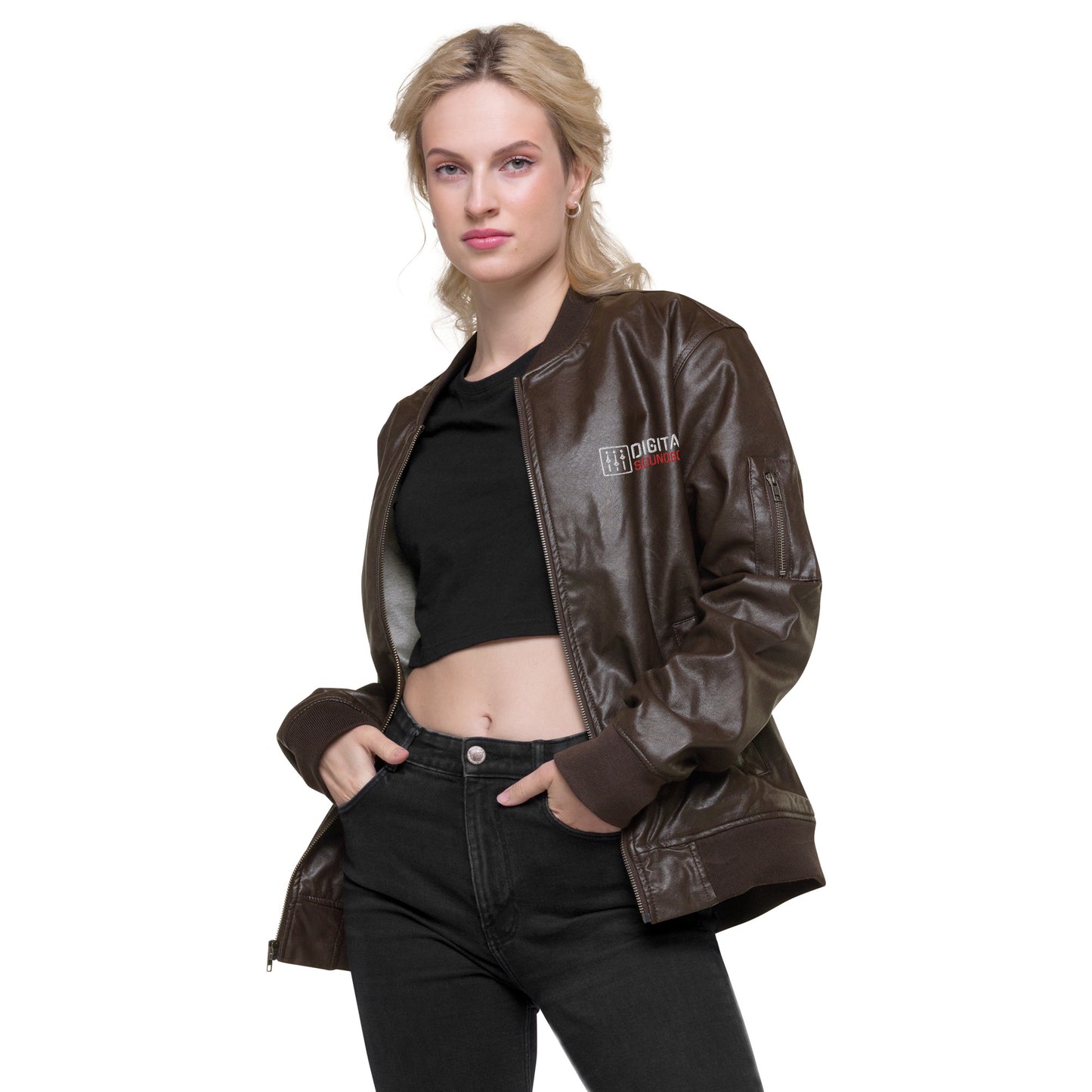 Digital Soundboy Faux Leather Bomber Jacket