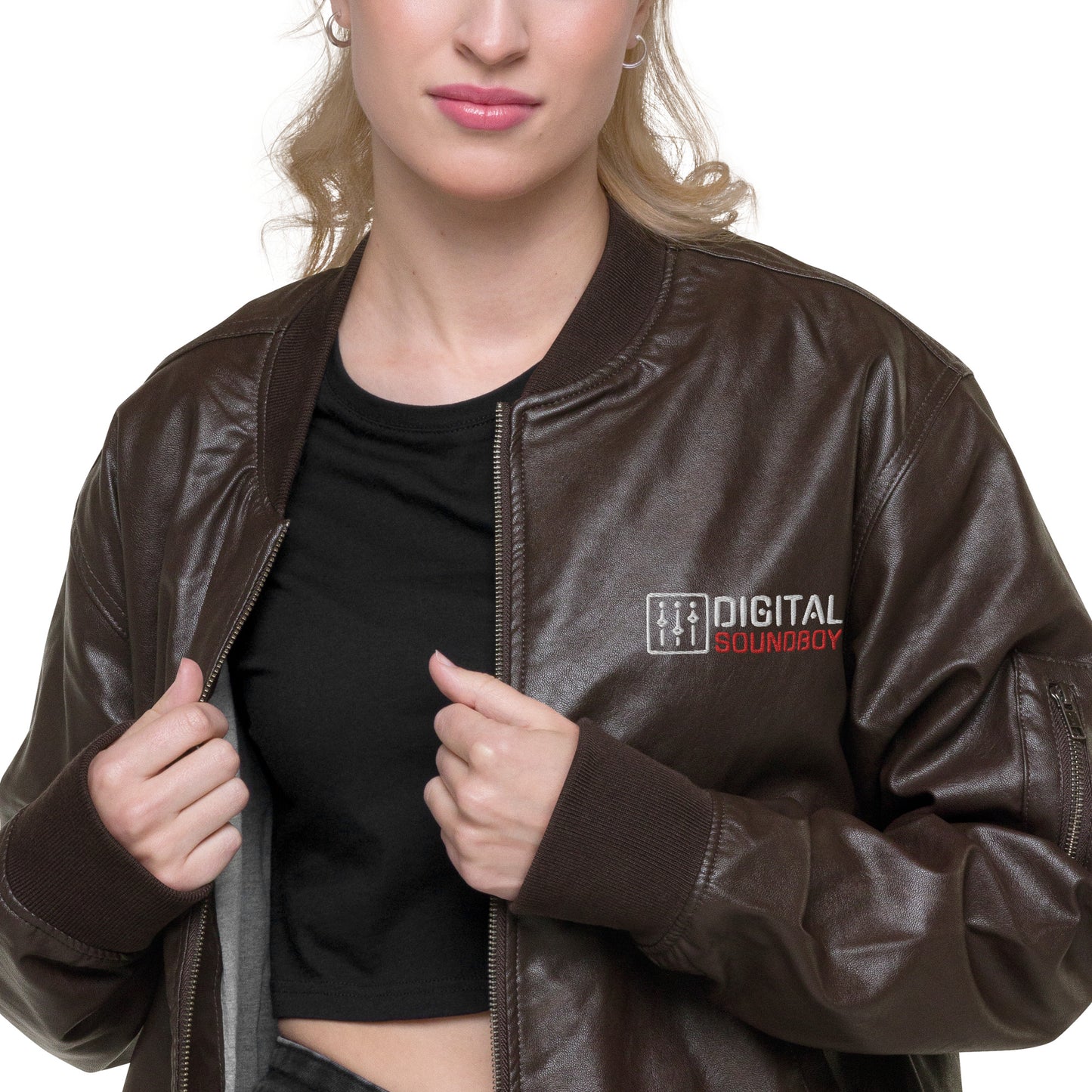 Digital Soundboy Faux Leather Bomber Jacket