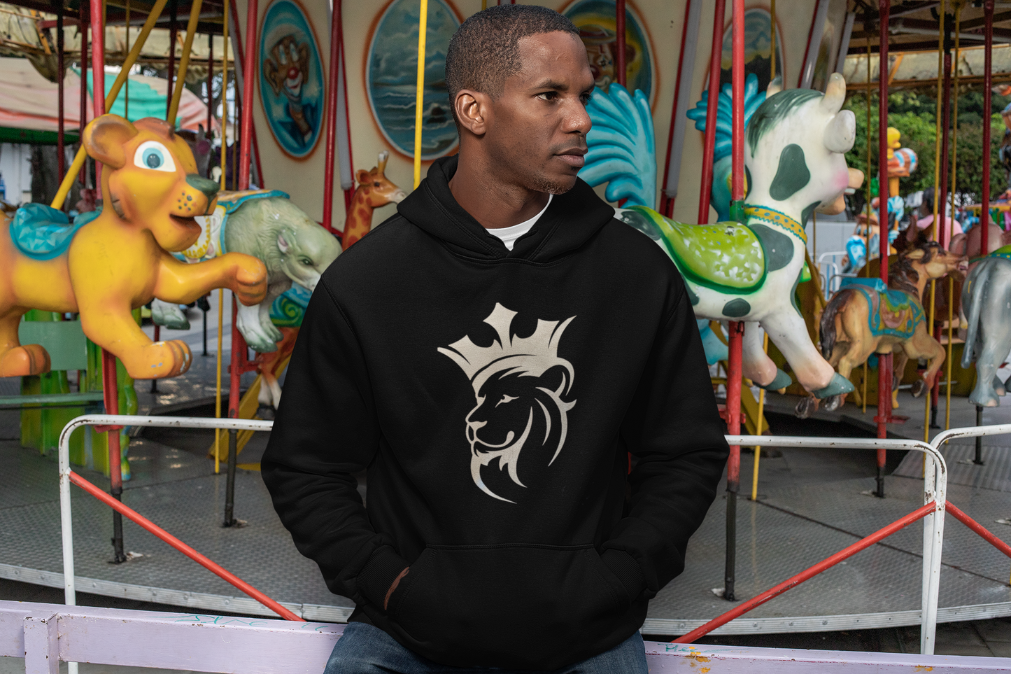 Silver Crowned Lion Unisex Hoodie