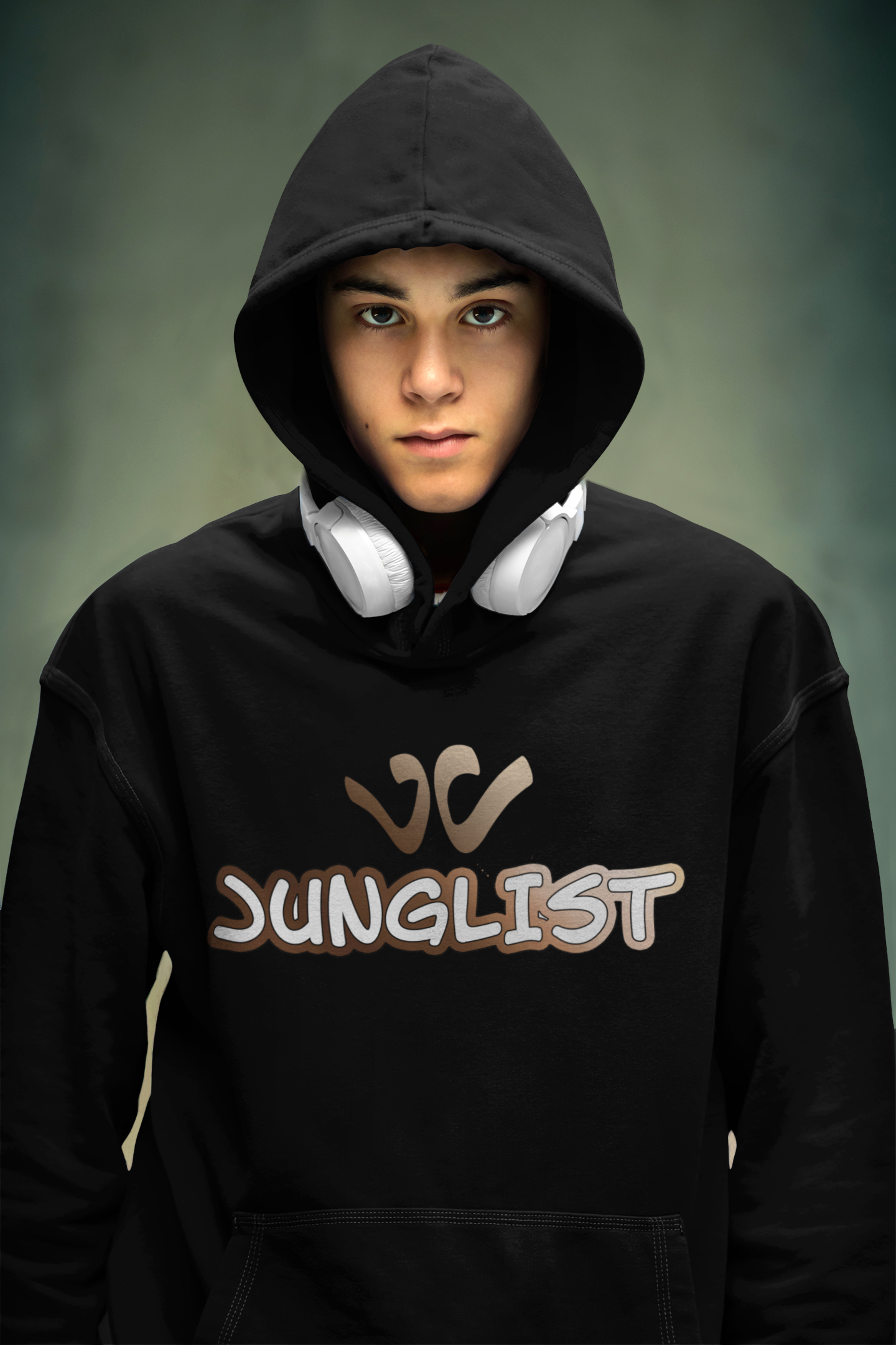 Ju - Junglist Bronze & White Print Unisex Hoodie